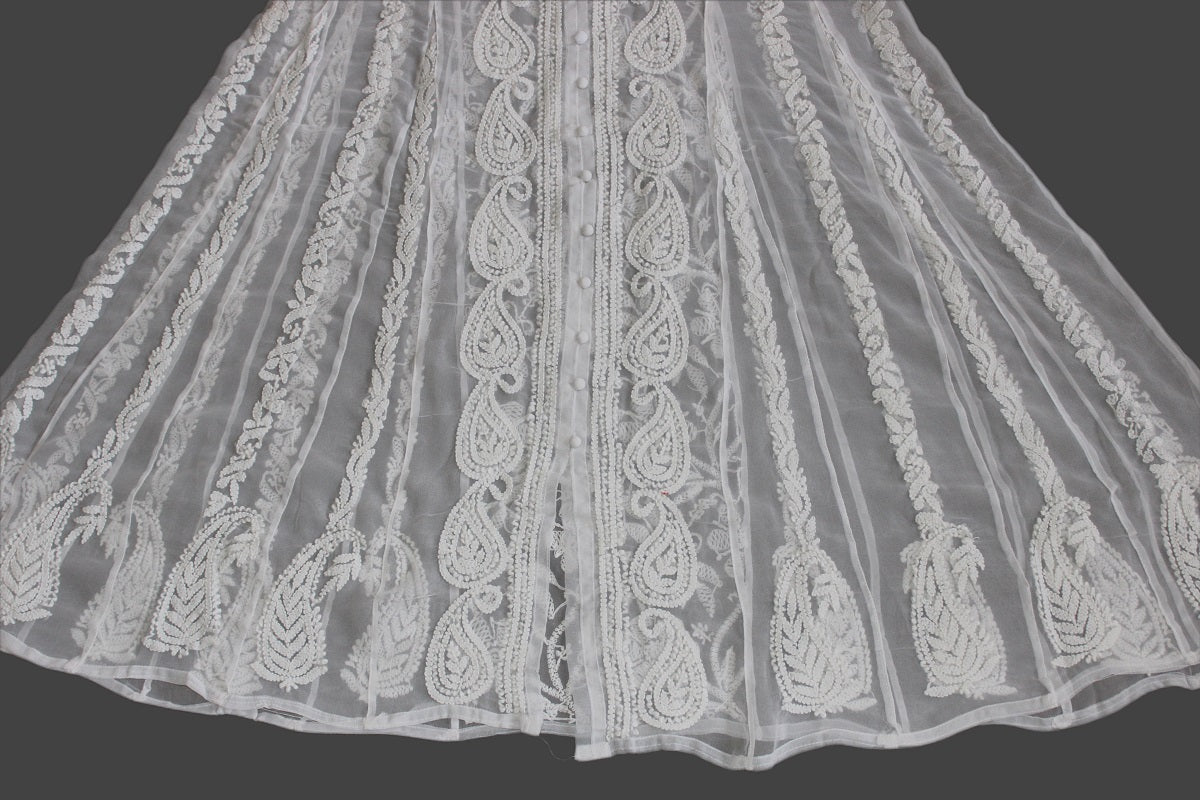 Lucknow Chikankari White 'Ujaala' Georgette Anarkali-K000005