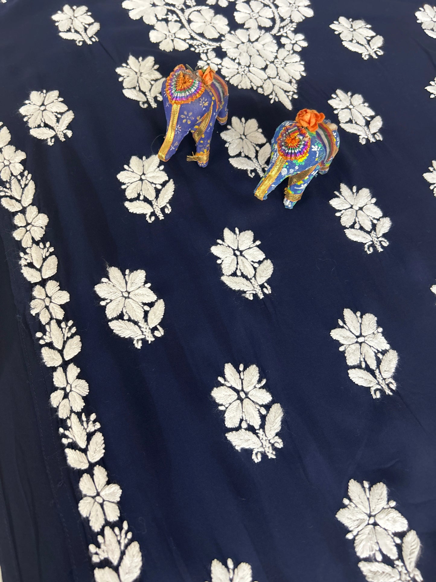 Lucknowi Chikankari Navy Blue Modal Kurti-K000150