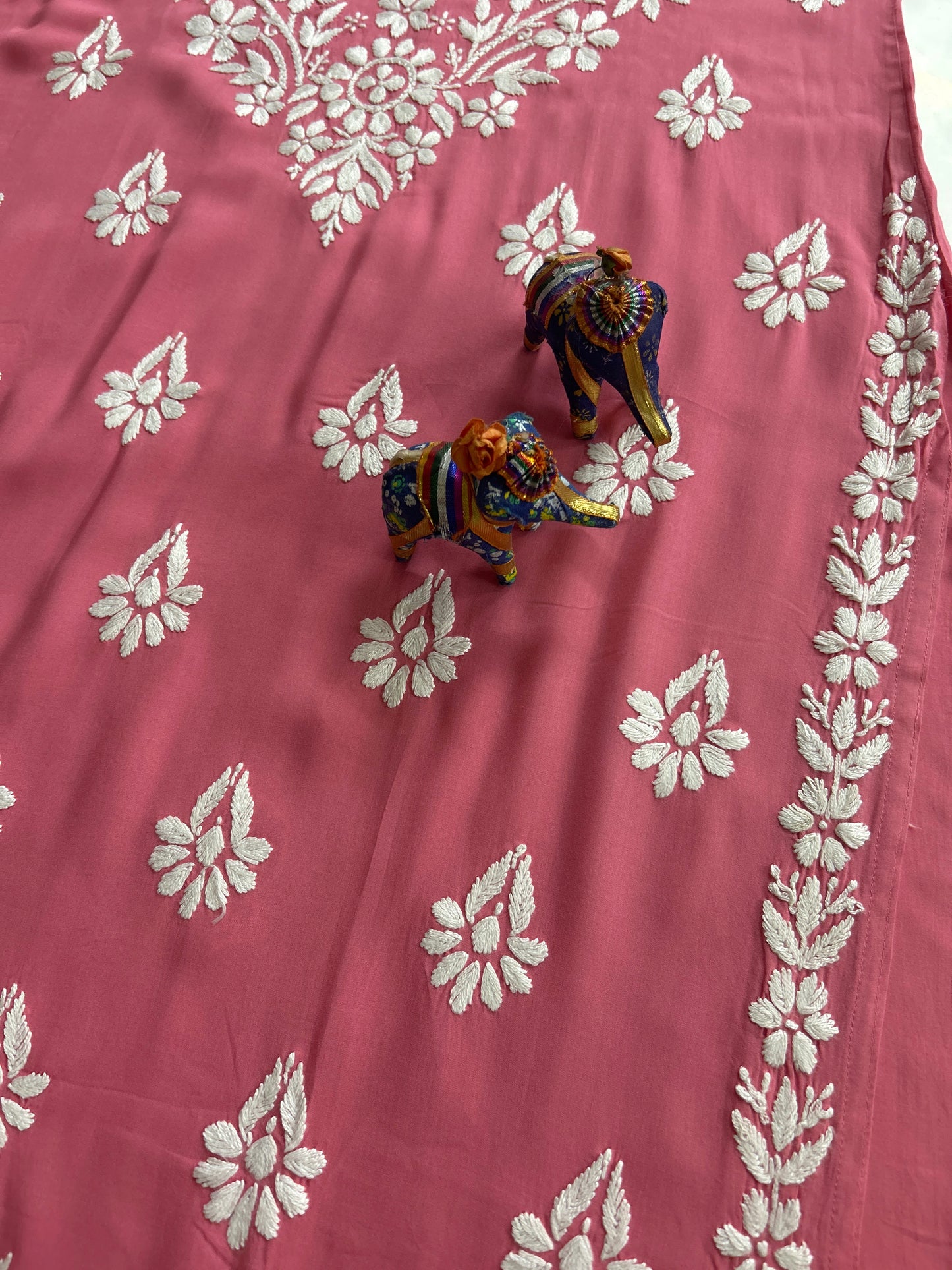 Lucknowi Chikankari Pink 'Shagufta' Modal Kurti-K50087