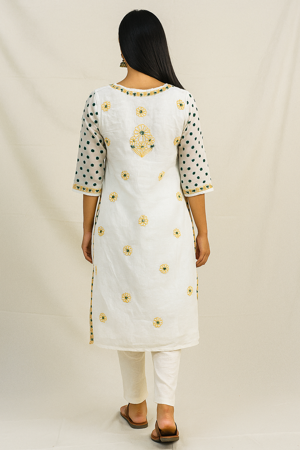 Lucknowi Chikankari Plus Size White Chanderi Short Kurti-Pl100011