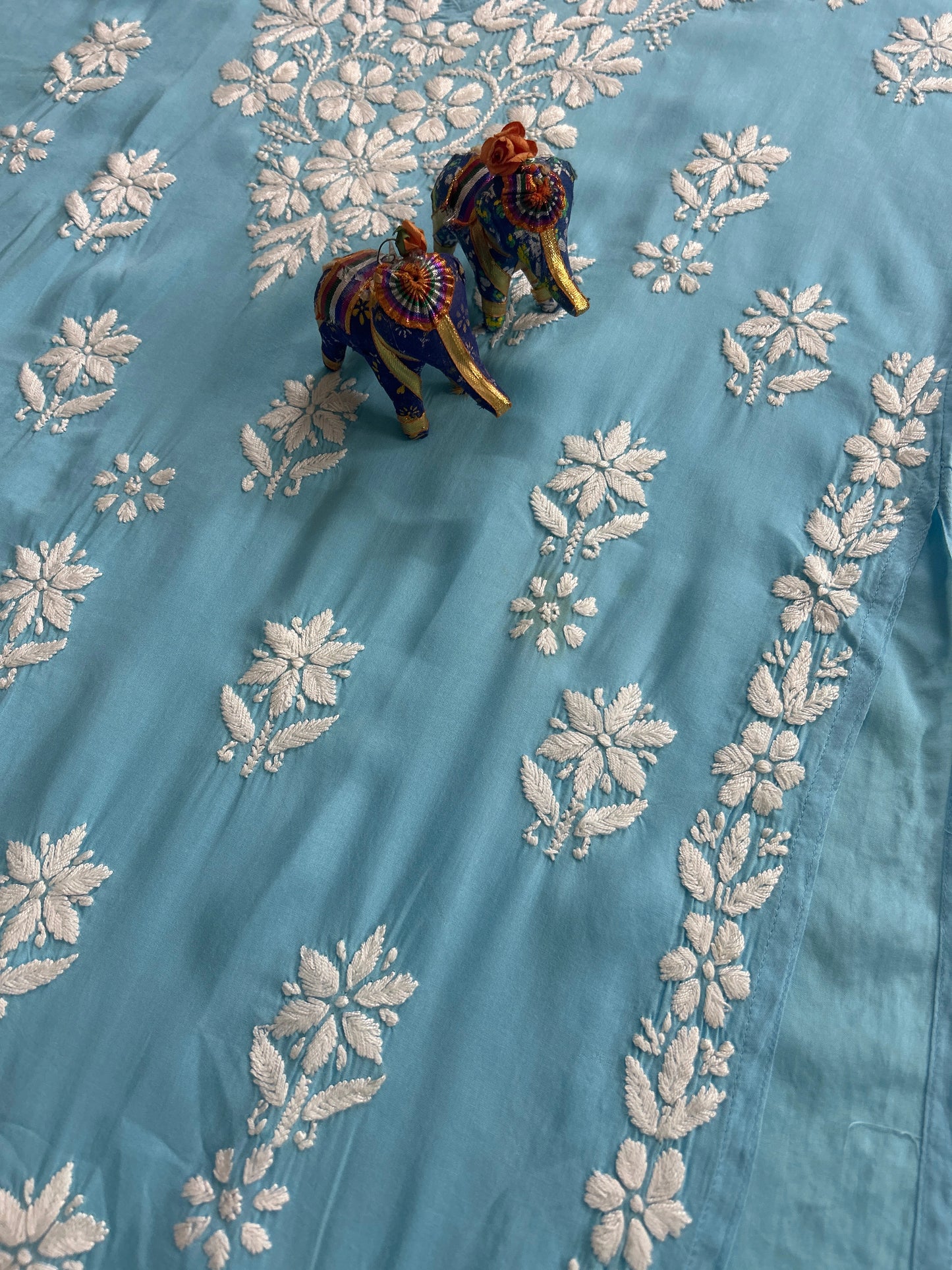 Lucknowi Chikankari Blue 'Aab-e-Asmaan' Modal Kurti-K70014