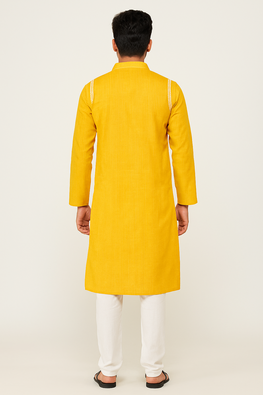 Lucknowi Chikankari Yellow 'Sunehri' Cotton Gents Kurta-GK00028