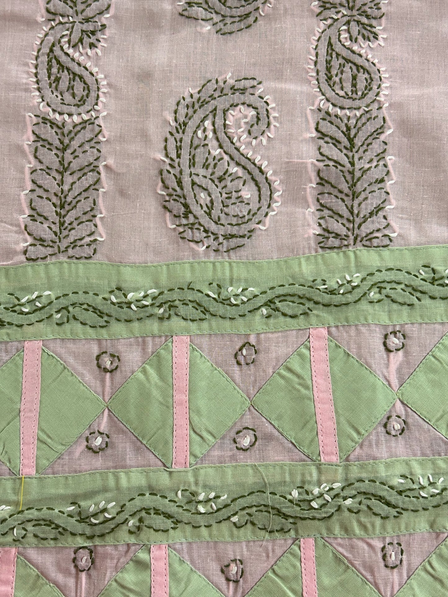 Lucknowi Chikankari Unstitched Pink Cotton Kurta-Bottom-Dupatta Fabric-U30011