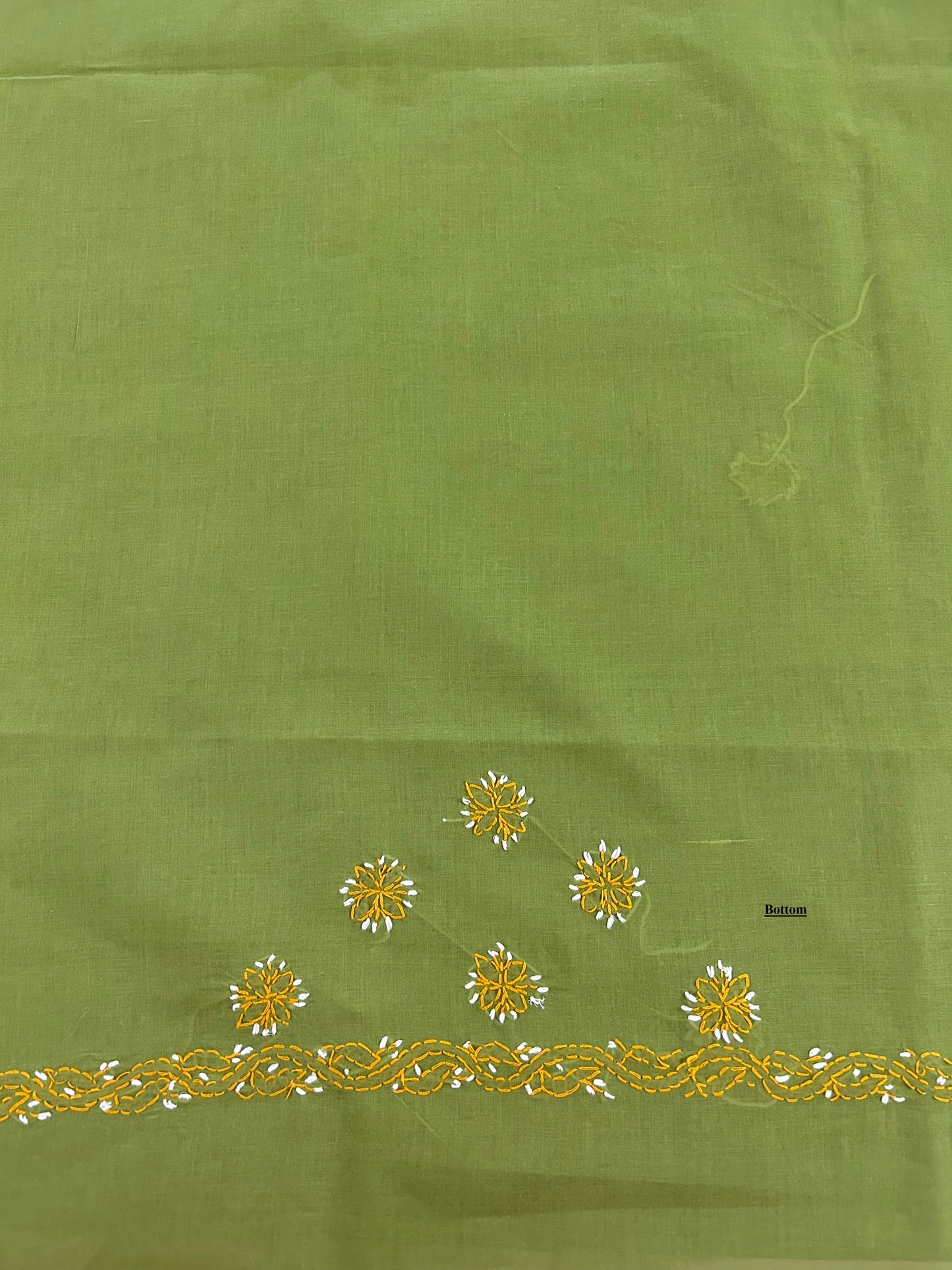 Lucknowi Chikankari Unstitched Green Cotton Kurta-Bottom-Dupatta Fabric-U30012