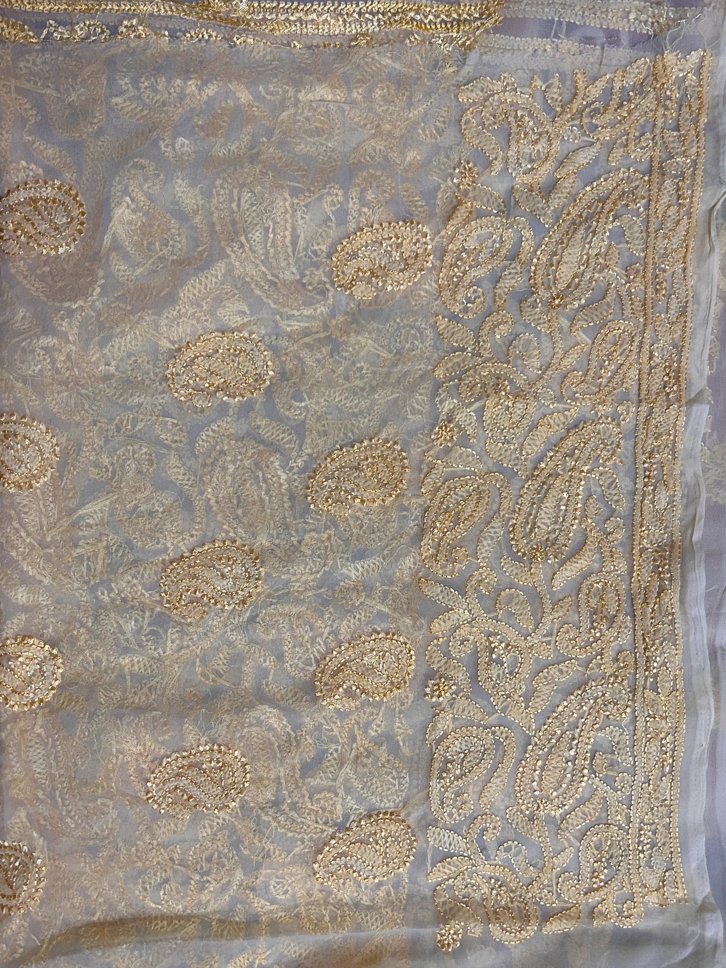Lucknowi Chikankari Unstitched Yellow Georgette Kurta Fabric-U10010