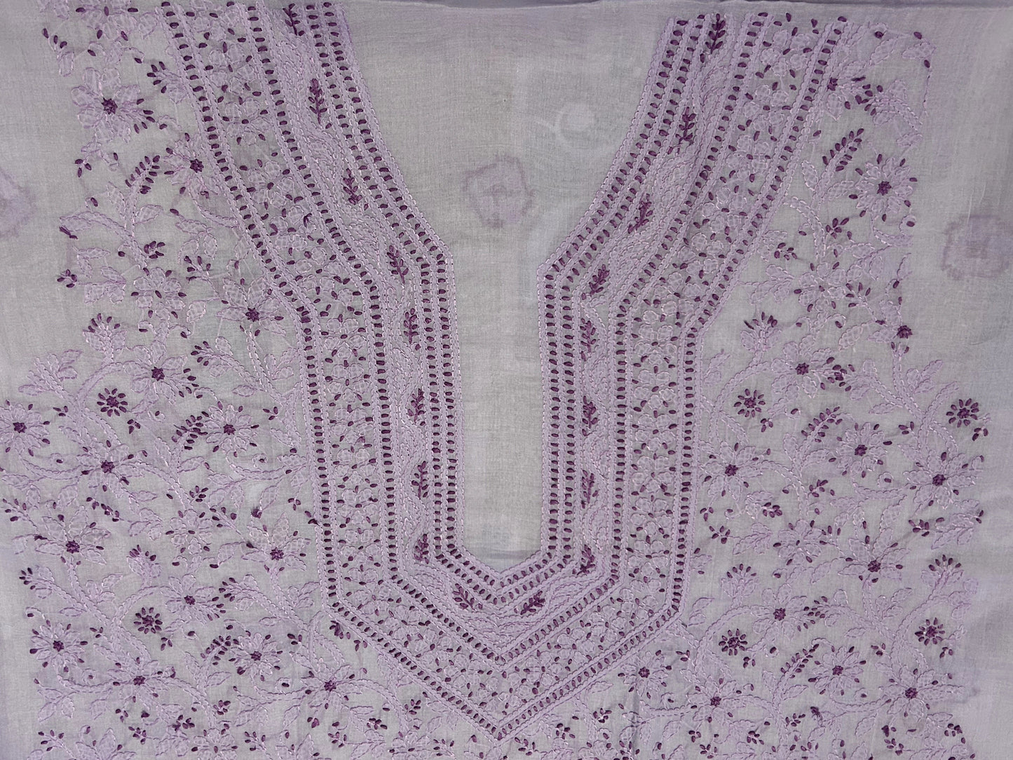 Lucknowi Chikankari Unstitched Purple Cotton Kurta Fabric-U10026