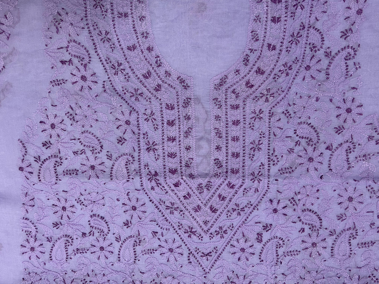 Lucknowi Chikankari Unstitched Purple Cotton Kurta Fabric-U10028