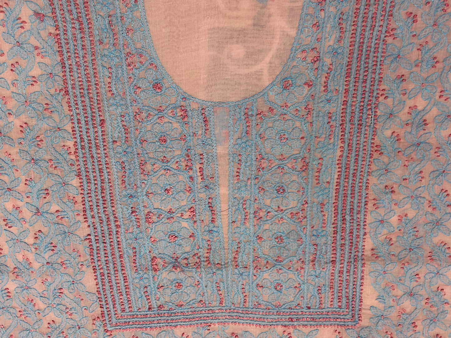 Lucknowi Chikankari Unstitched Light Pink Cotton Kurta Fabric-U10029
