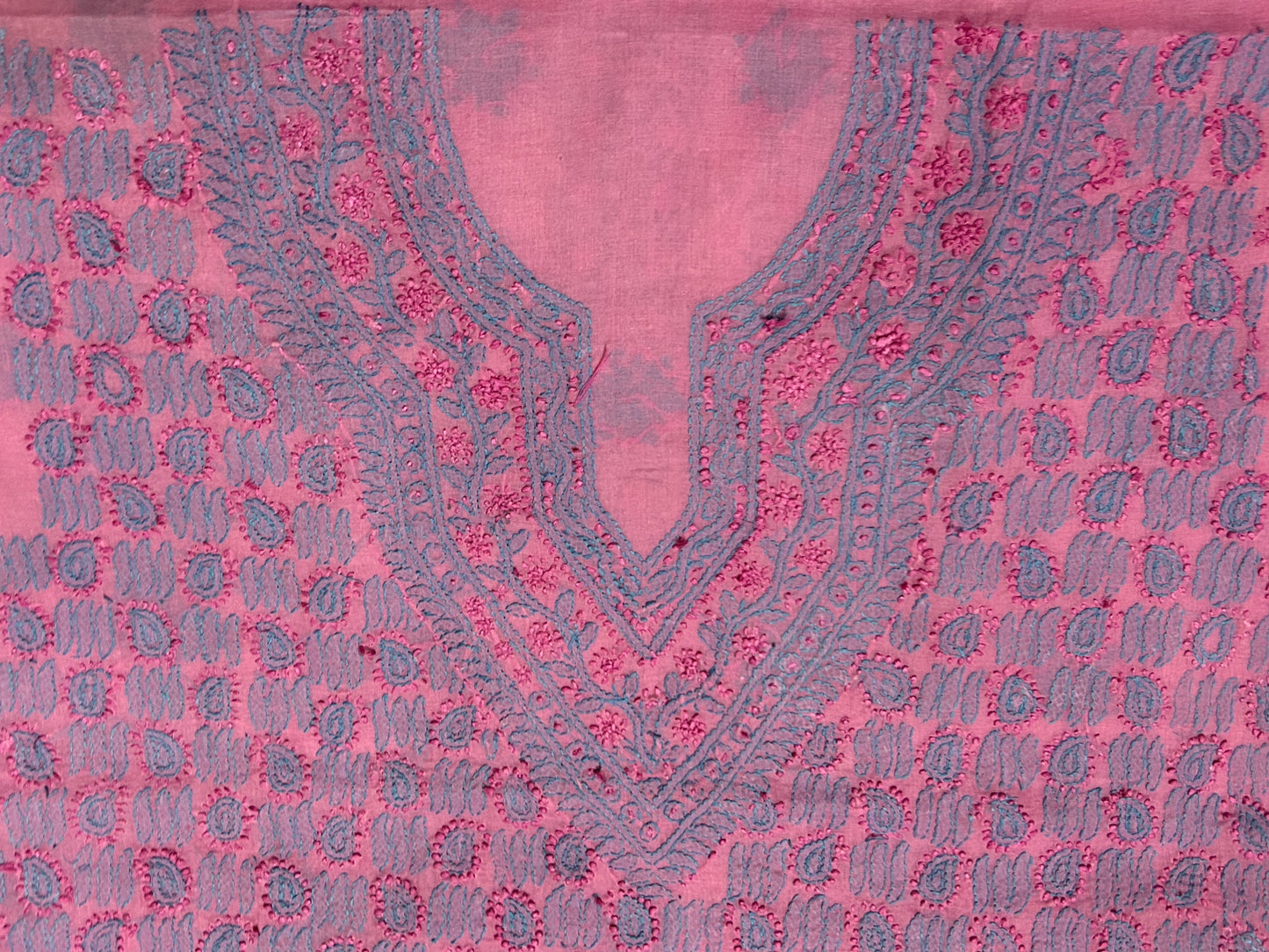 Lucknowi Chikankari Unstitched Pink Cotton Kurta Fabric-U10032