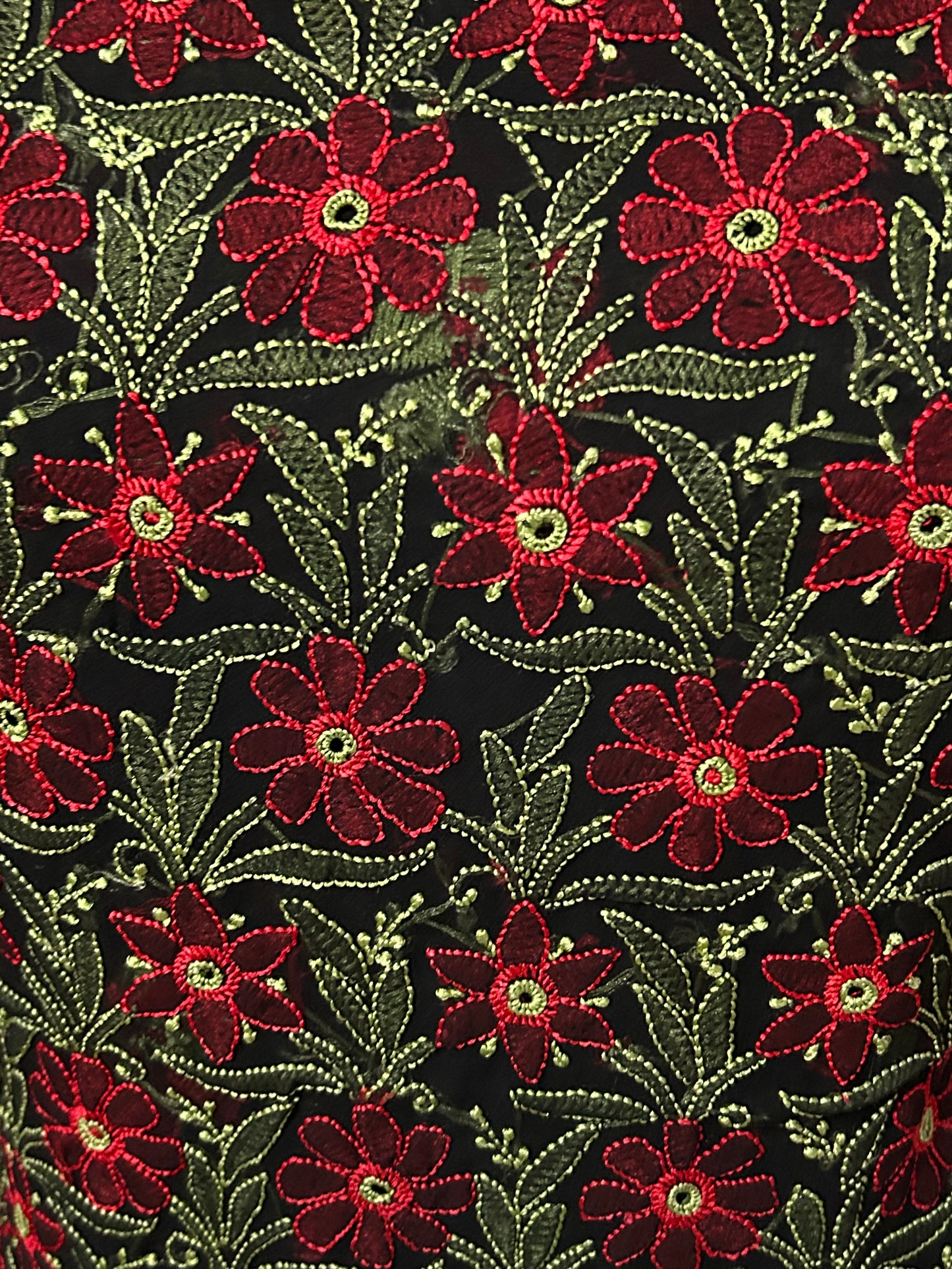 Lucknowi Chikankari Unstitched Black Georgette Kurta Fabric-PG100033