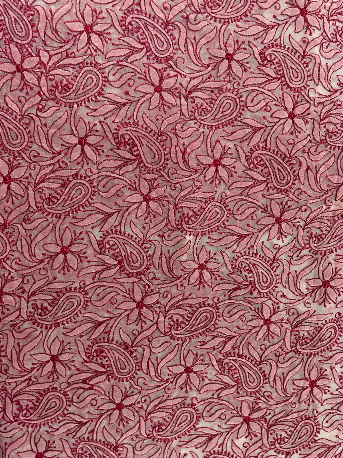 Lucknowi Chikankari Unstitched Fleshy Pink Georgette Kurta Fabric-U10009