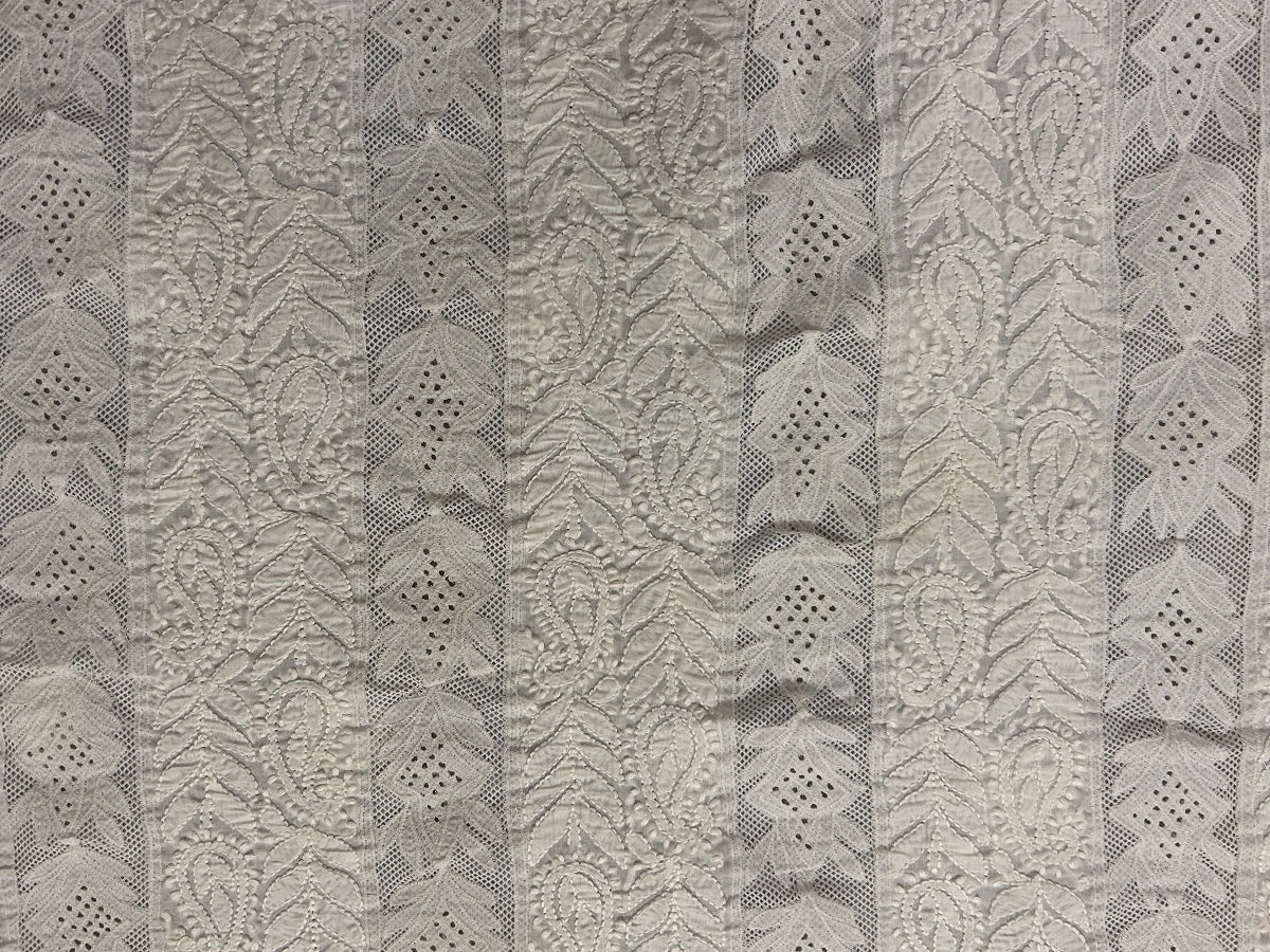 Lucknowi Chikankari Unstitched White Cotton Kurta Fabric-U10011