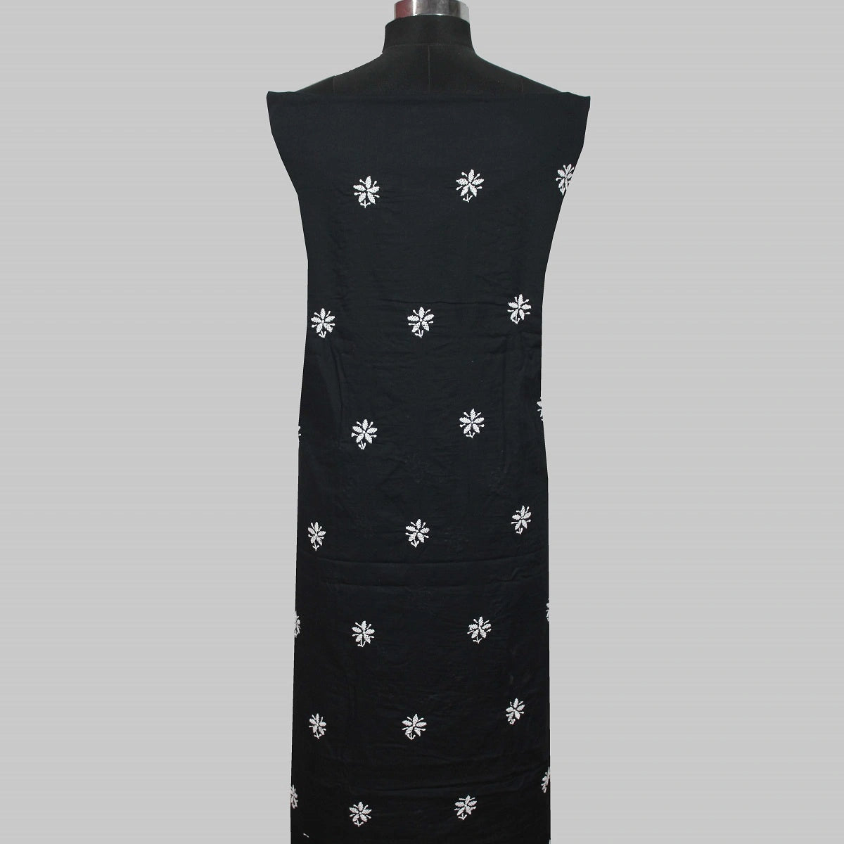 Lucknowi Chikankari Unstitched Black Cotton Kurta-Bottom Fabric-U20013