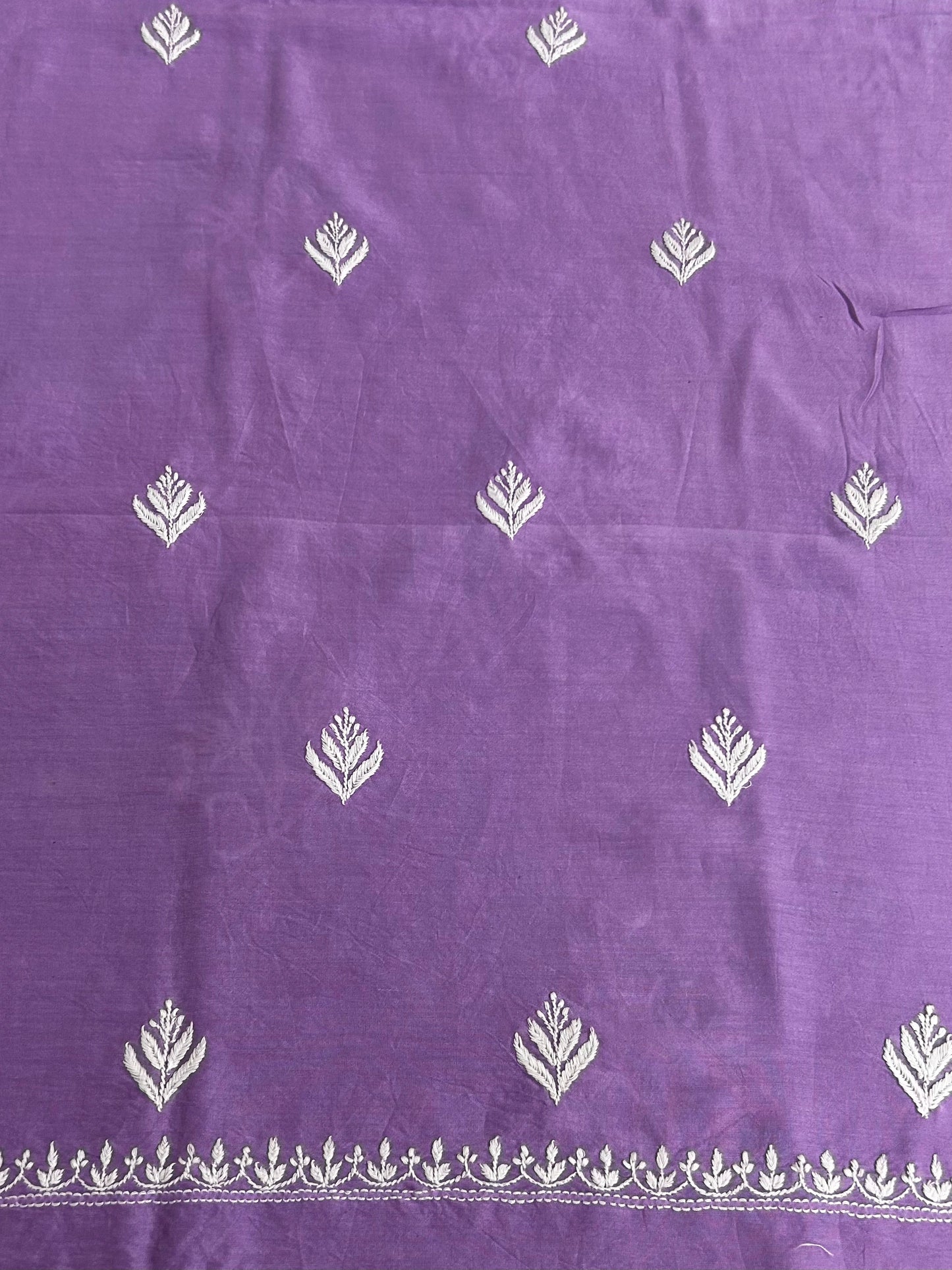 Lucknowi Chikankari Unstitched Purple Chanderi Kurta-Dupatta Fabric-PG400057