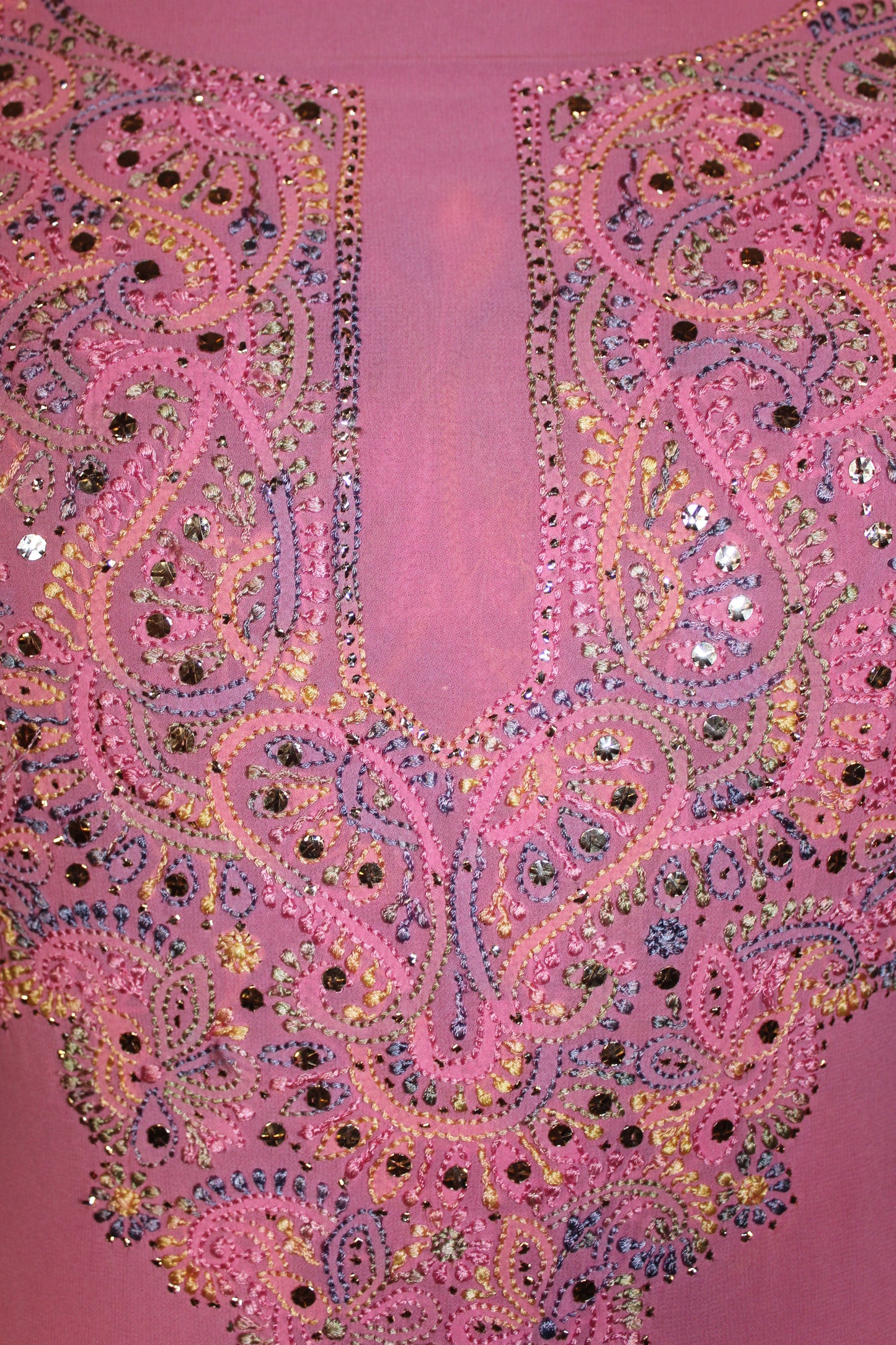 Lucknowi Chikankari Unstitched Pink Viscose Kurta Fabric-U10003
