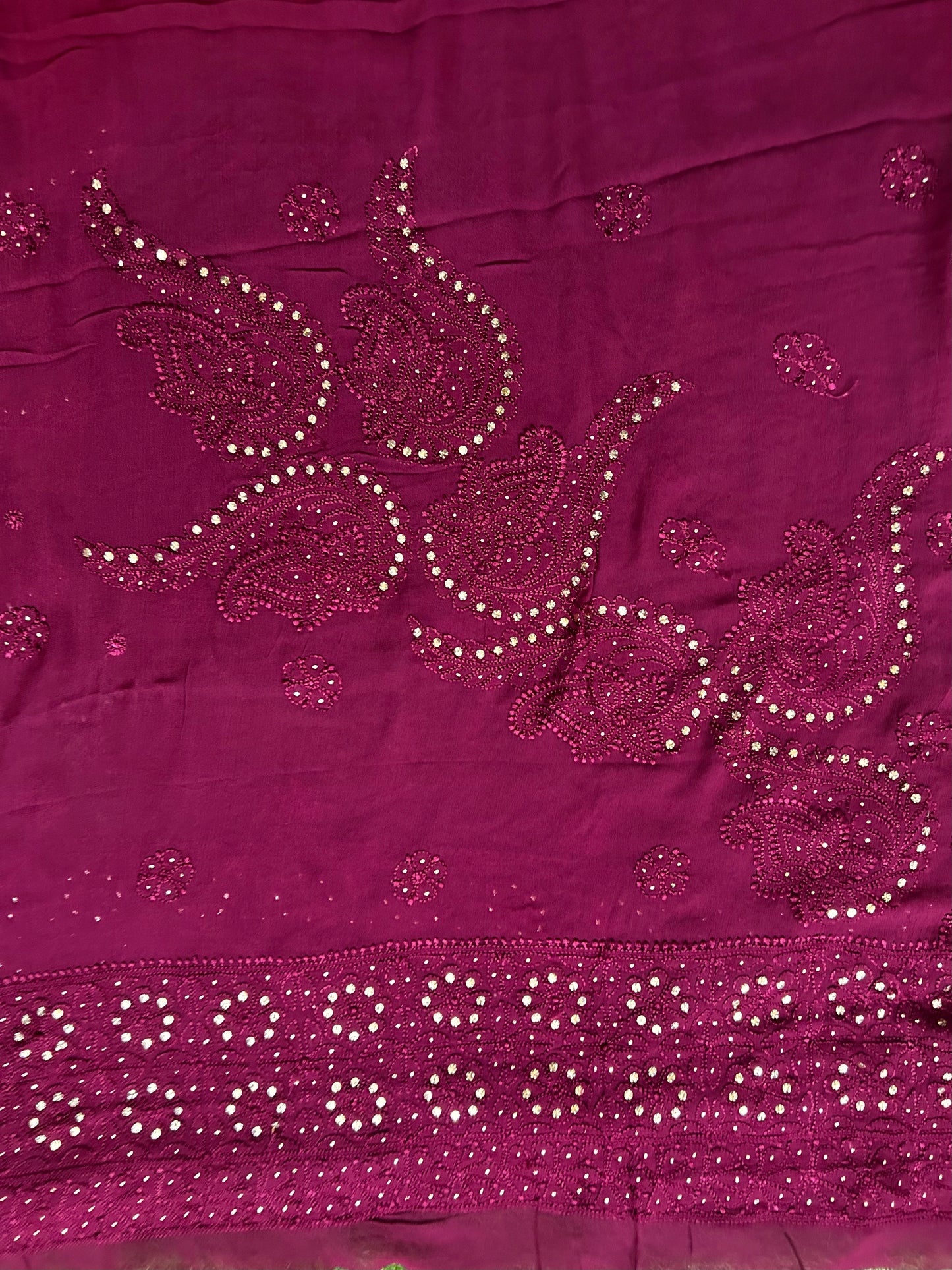 Lucknowi Chikankari Wine Viscose Lehenga-Blouse-Dupatta-PF200002