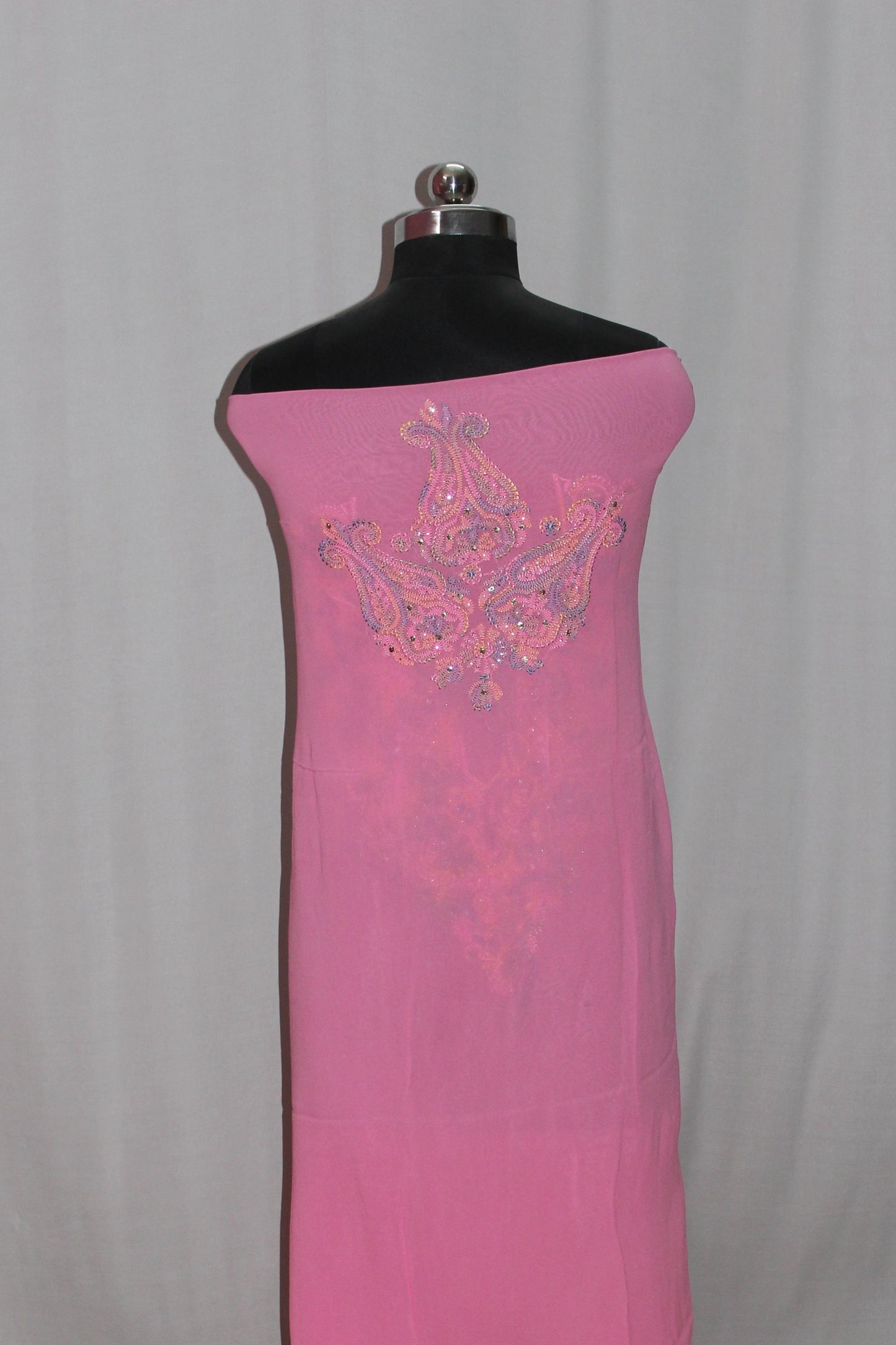 Lucknowi Chikankari Unstitched Pink Viscose Kurta Fabric-U10003