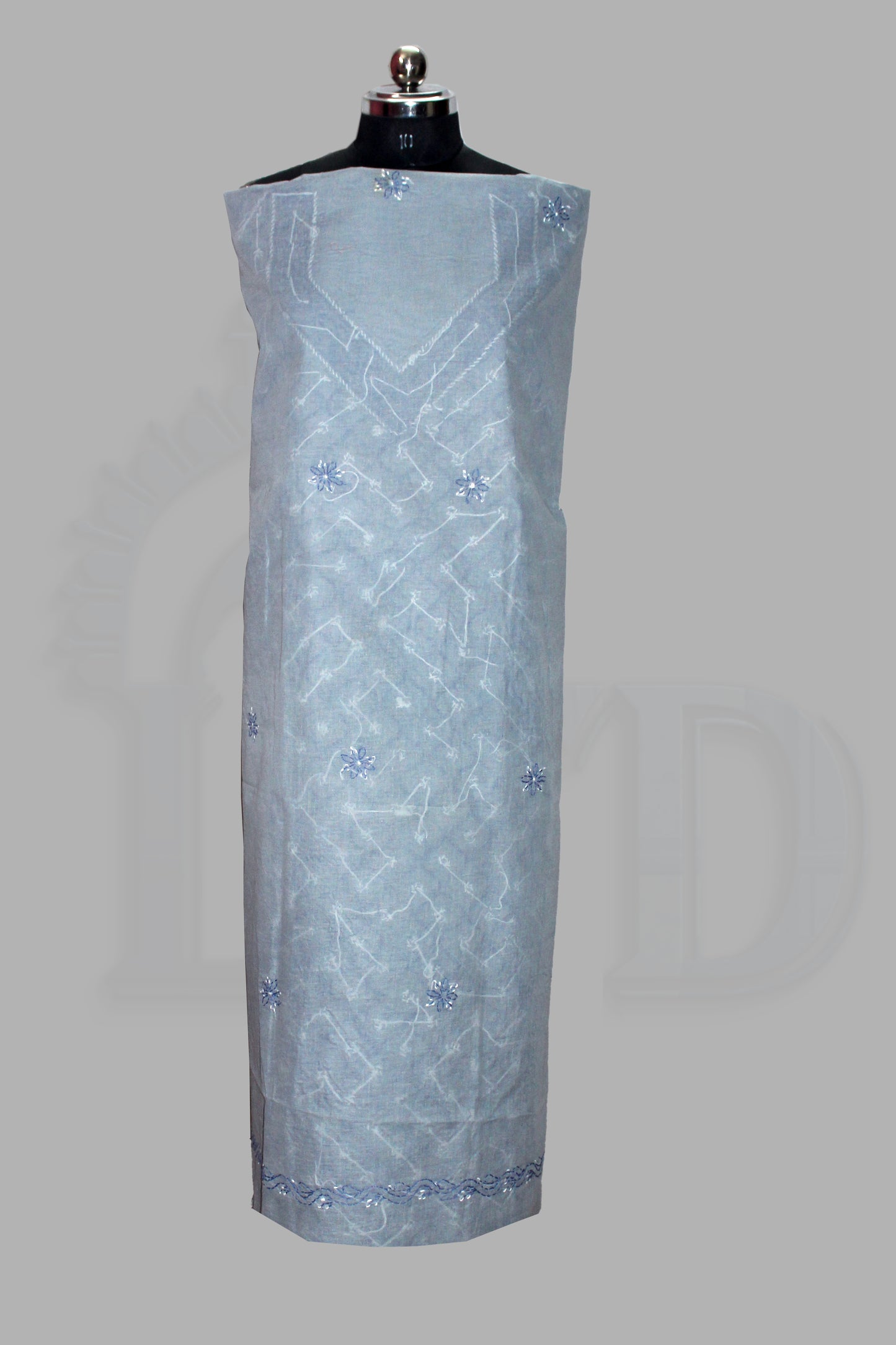 Lucknowi Chikankari Unstitched Grey Cotton Kurta-bottom Fabric-U20003