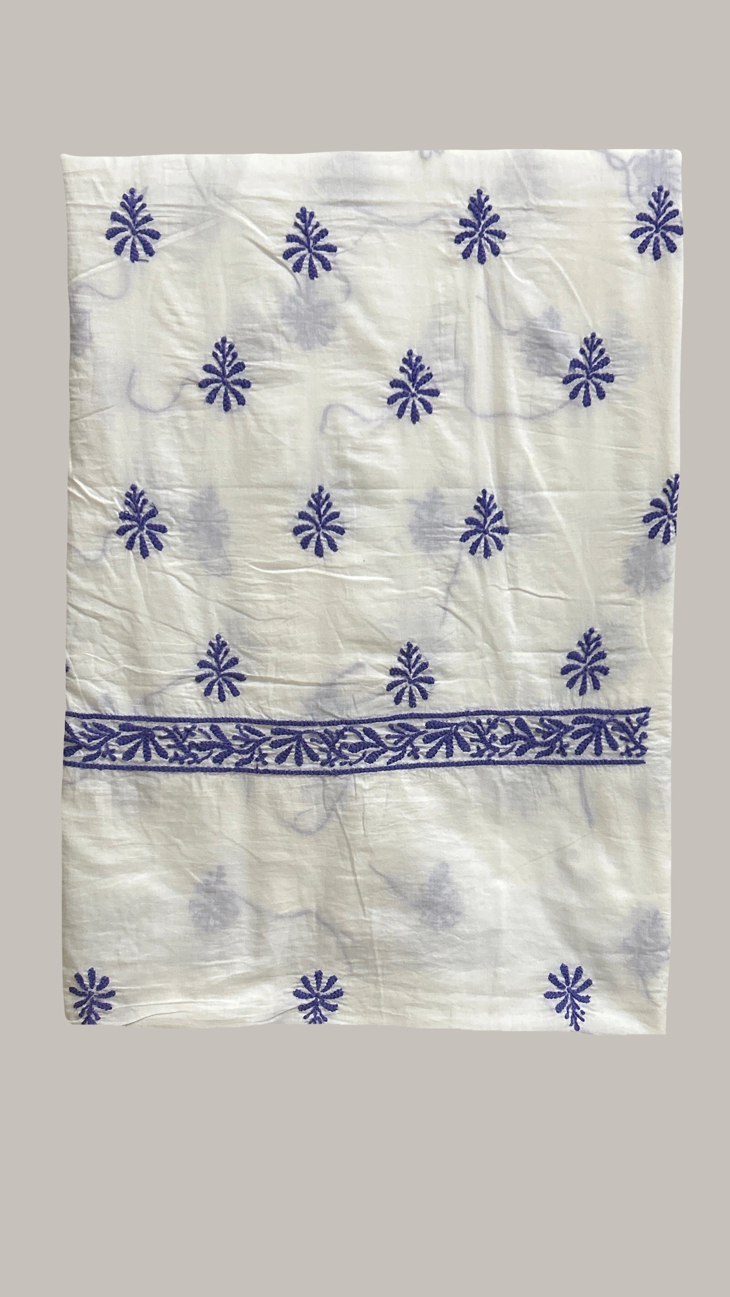 Lucknowi Chikankari Unstitched White Cotton Kurta-Bottom Fabric-U20012