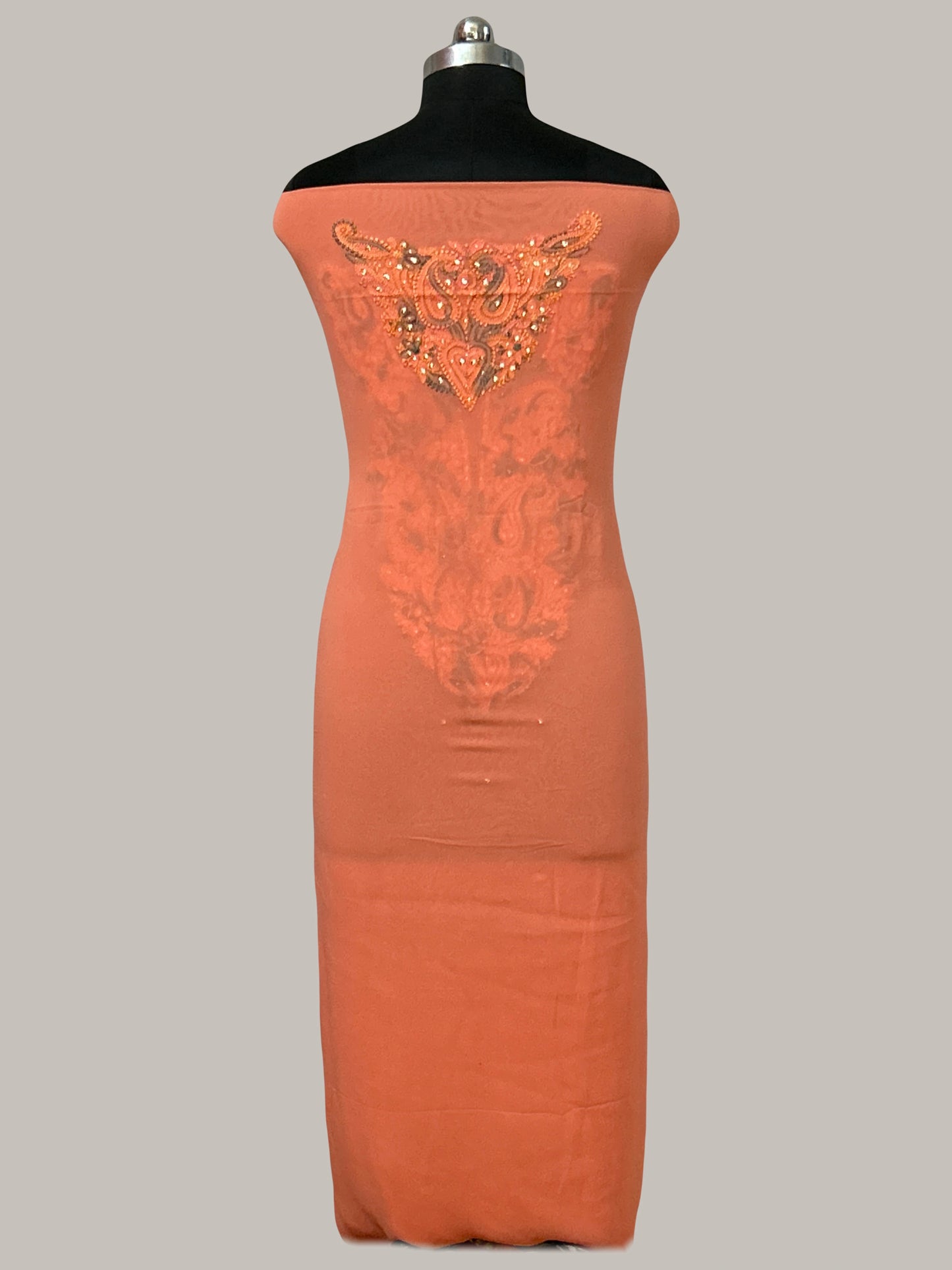 Lucknowi Chikankari Unstitched Peach Viscose Kurta Fabric-U10020