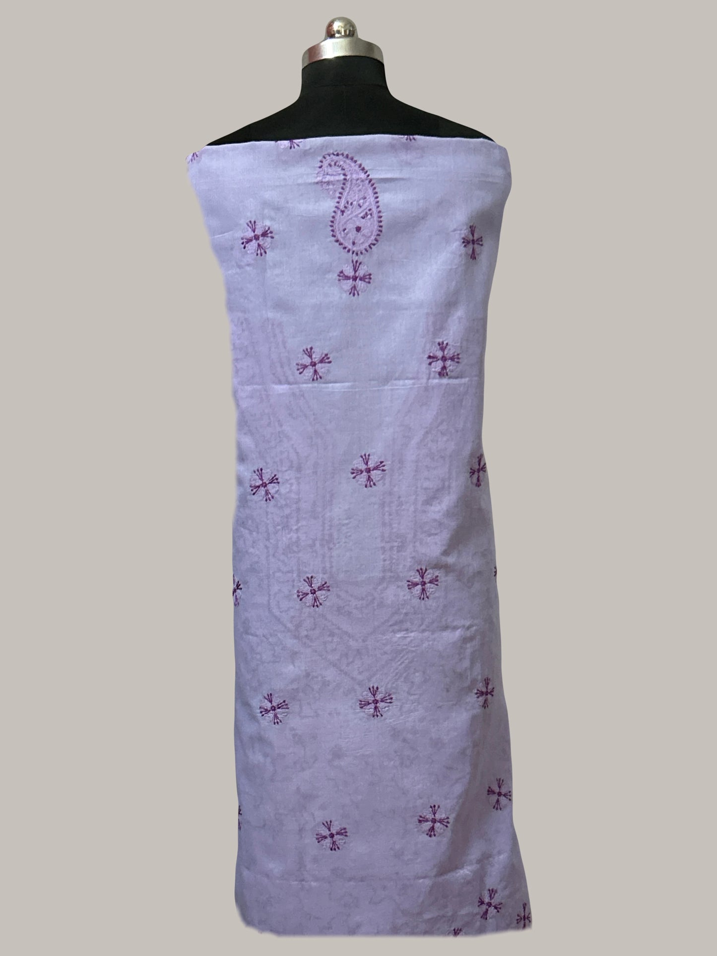 Lucknowi Chikankari Unstitched Purple Cotton Kurta Fabric-U10026