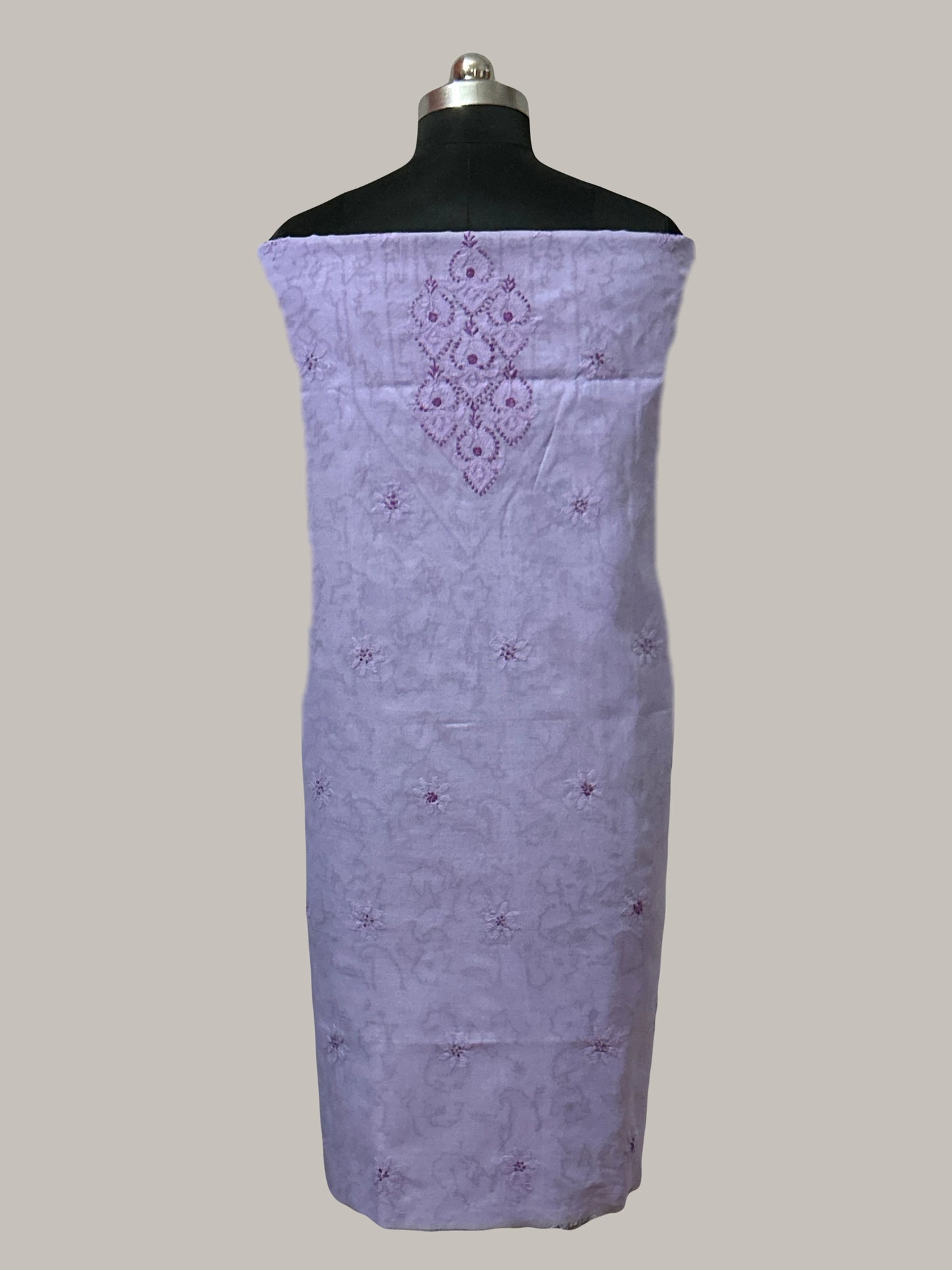 Lucknowi Chikankari Unstitched Purple Cotton Kurta Fabric-U10028