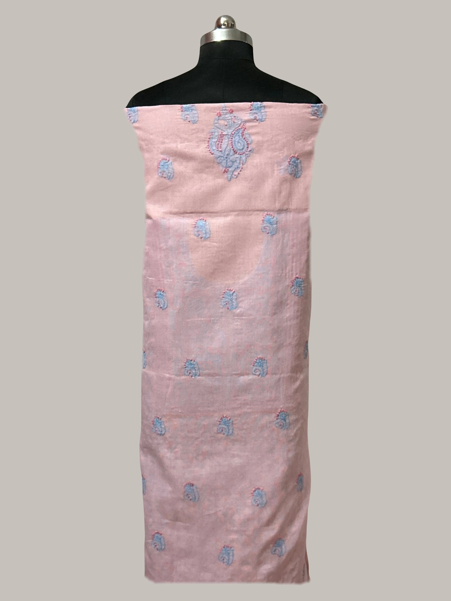 Lucknowi Chikankari Unstitched Light Pink Cotton Kurta Fabric-U10029