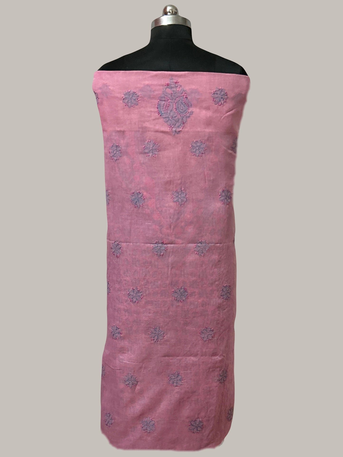 Lucknowi Chikankari Unstitched Pink Cotton Kurta Fabric-U10032
