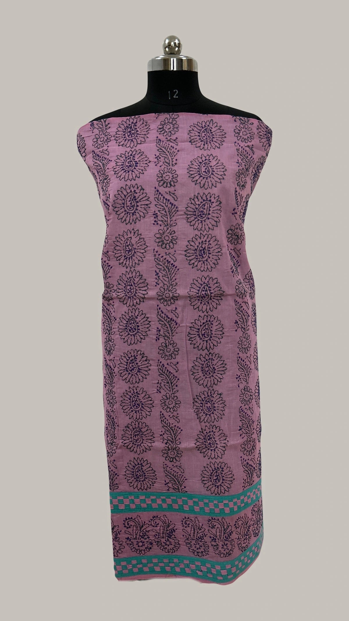 Lucknowi Chikankari Unstitched Pink Cotton Kurta-Bottom-Dupatta Fabric-U30018