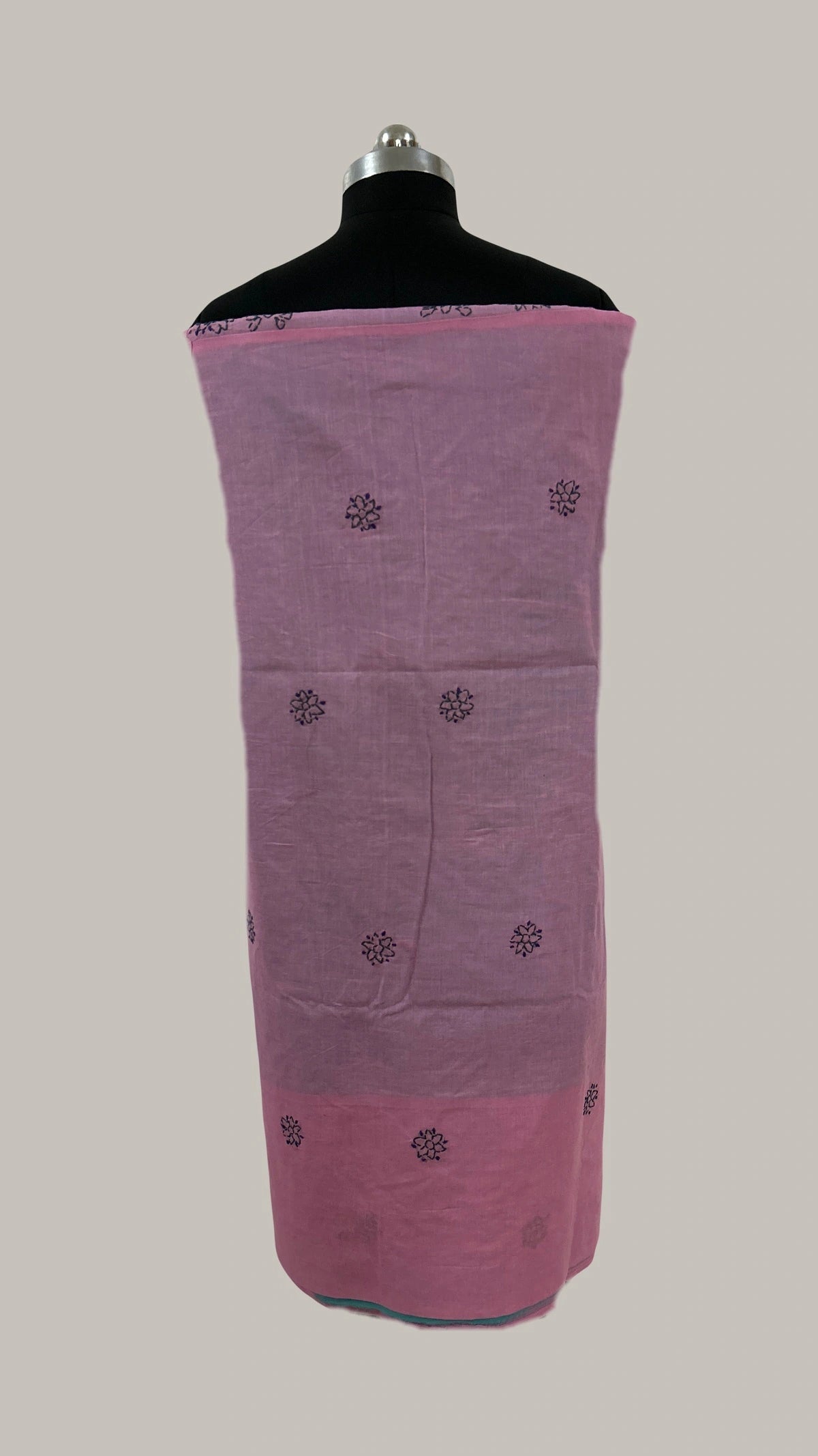 Lucknowi Chikankari Unstitched Pink Cotton Kurta-Bottom-Dupatta Fabric-U30018