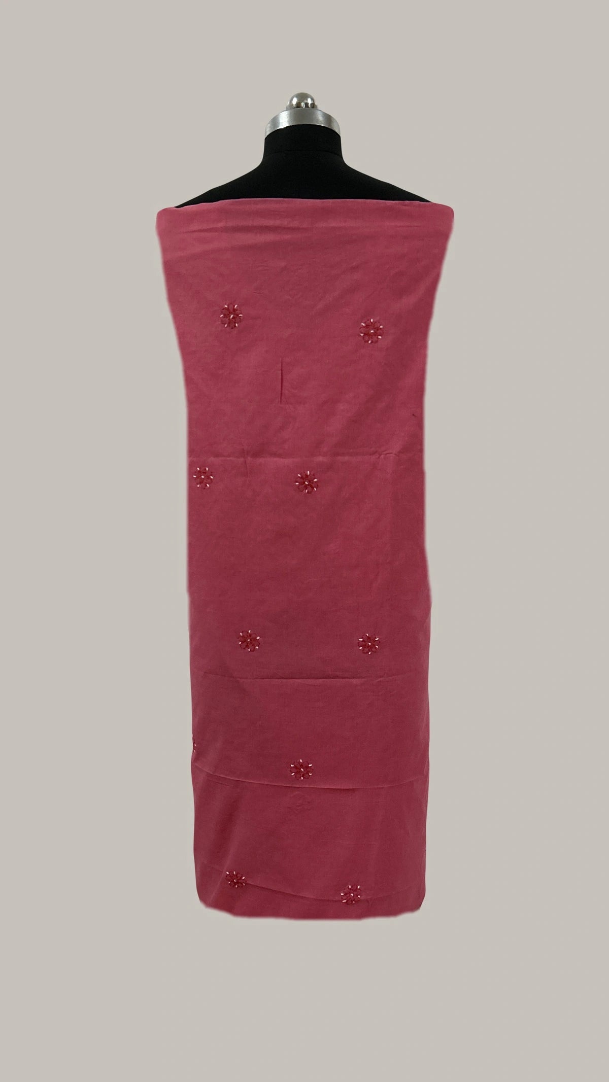 Lucknowi Chikankari Unstitched Pink Cotton Kurta-Bottom-Dupatta Fabric-U30017