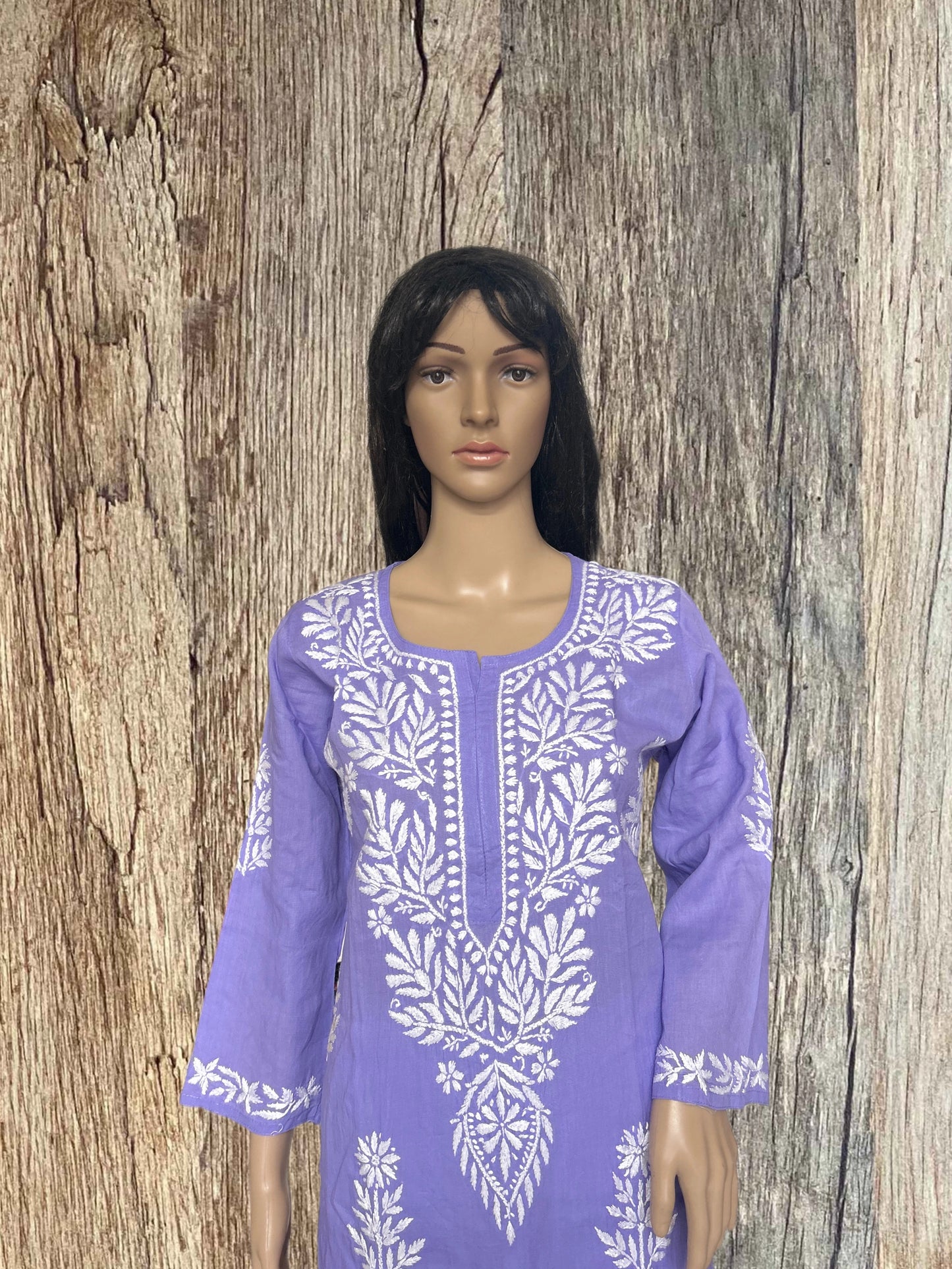 Lucknowi Chikankari Purple Cotton Kurti-K000109