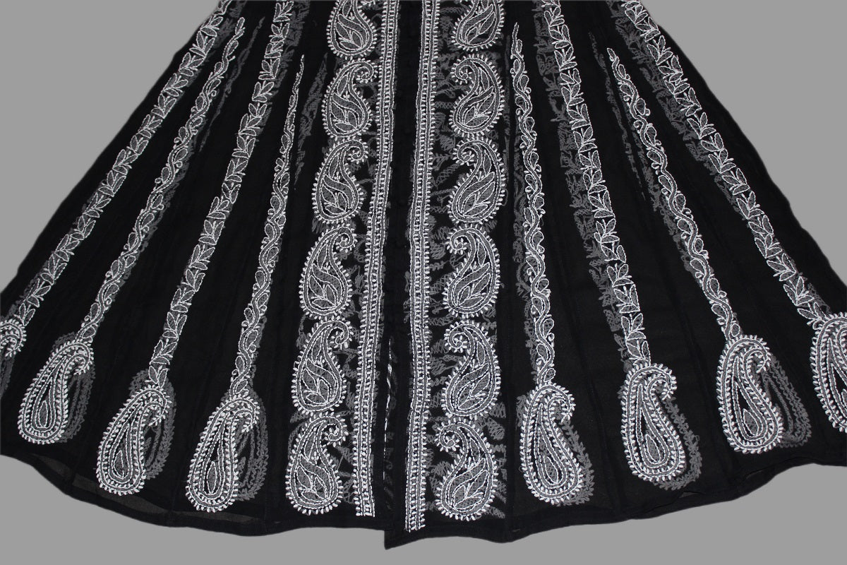 Lucknow Chikankari Black Georgette Anarkali-K000002