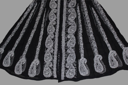 Lucknow Chikankari Black 'Shab' Georgette Anarkali-K000002