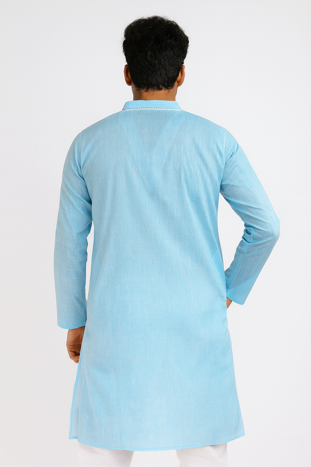 Lucknowi Chikankari Blue 'Aab-e-Asmaan' Cotton Gents Kurta-GK00029