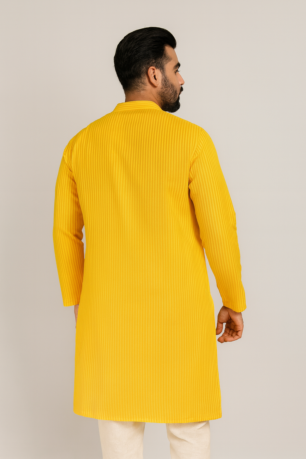 Lucknowi Chikankari Yellow 'Sunehri' Cotton Gents Kurta-GK00017