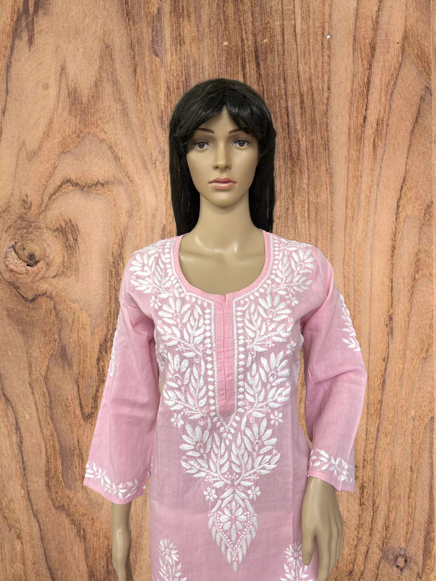 Lucknowi Chikankari Pink Cotton Kurti-K000114