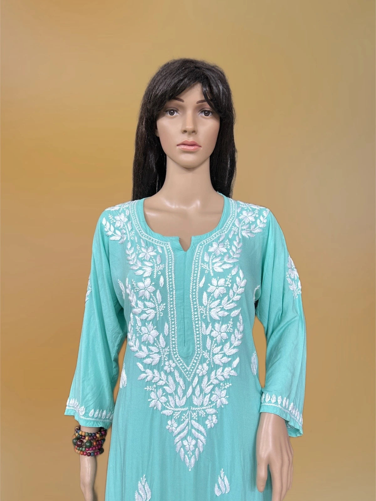 Lucknowi Chikankari Green Rayon Kurta Bottom-Kb00002