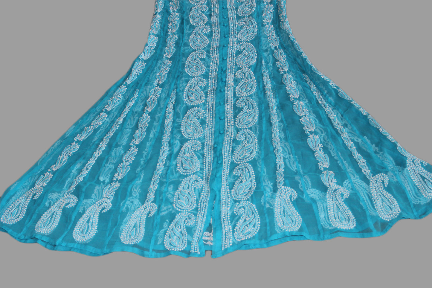 Lucknowi Chikankari Blue 'Aab-e-Asmaan' Georgette Anarkali-K30077