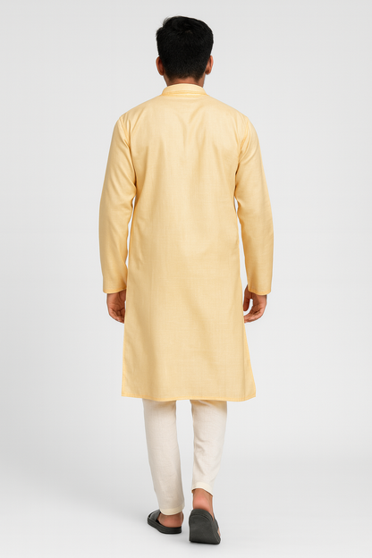 Lucknowi Chikankari Orange 'Narangi' Cotton Gents Kurta-GK00010