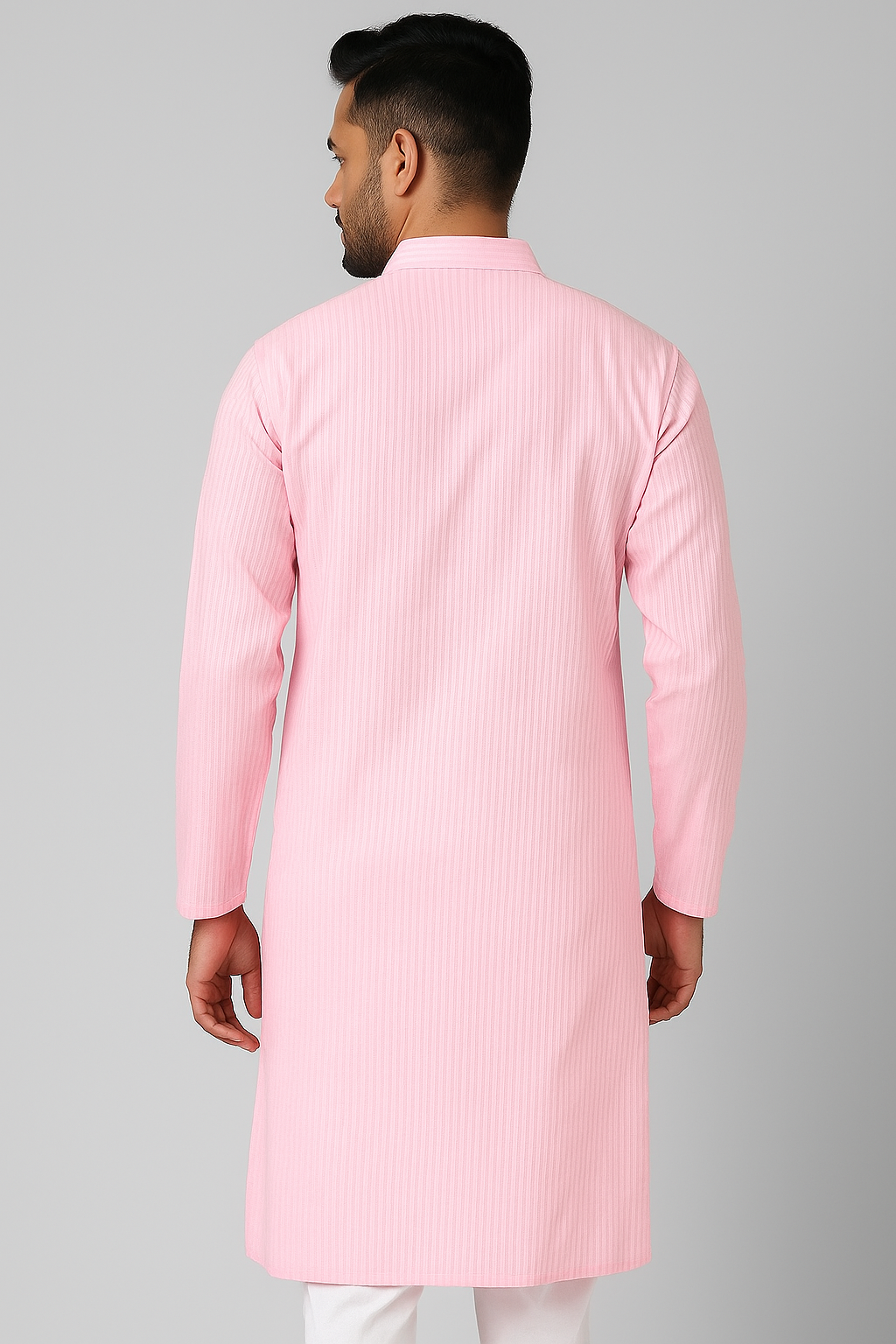 Lucknowi Chikankari Pink 'Shgufta' Cotton Gents Kurta-GK40002