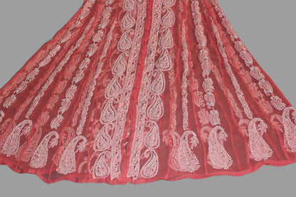 Lucknow Chikankari Peach 'Aarooi' Georgette Anarkali-K000006