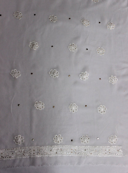 Lucknowi Chikankari Unstitched Dyeable White Viscose Kurta Fabric-PG100009