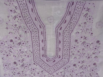 Lucknowi Chikankari Unstitched Purple Cotton Kurta Fabric-U10026