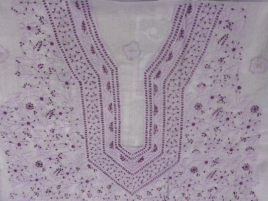 Lucknowi Chikankari Unstitched Purple Cotton Kurta Fabric-U10026