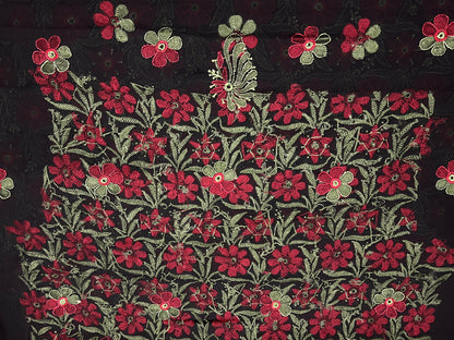 Lucknowi Chikankari Unstitched Black Georgette Kurta Fabric-PG100033