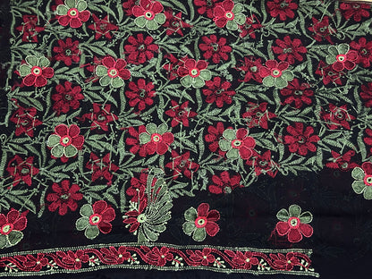 Lucknowi Chikankari Unstitched Black Georgette Kurta Fabric-PG100033