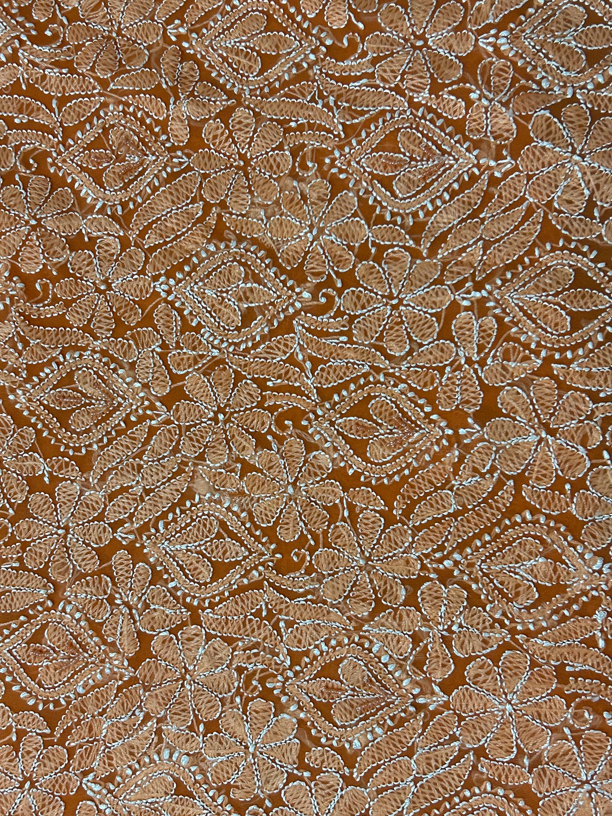 Lucknowi Chikankari Unstitched Orange Georgette Kurta Fabric-PG100045