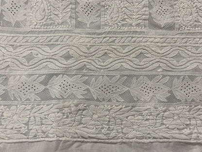 Lucknowi Chikankari Unstitched White Cotton Kurta Fabric-U10011