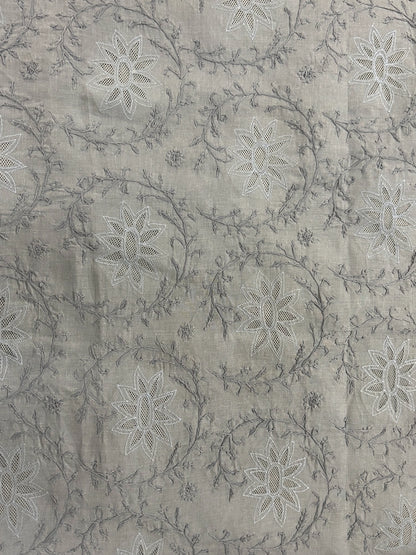 Lucknowi Chikankari Unstitched Grey Cotton kurta Bottom Fabric-U20009